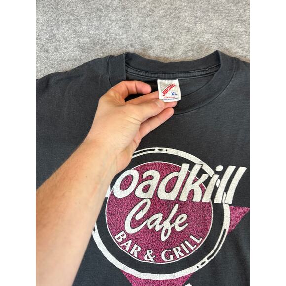 Vintage 90s Roadkill Cafe Bar & Skill Shirt Mens XL Black Backstreet Graphic Tee - Picture 7 of 7